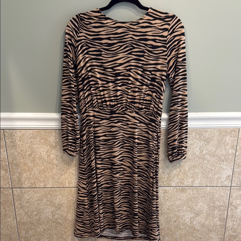 Zebra Print Long Sleeve Dress